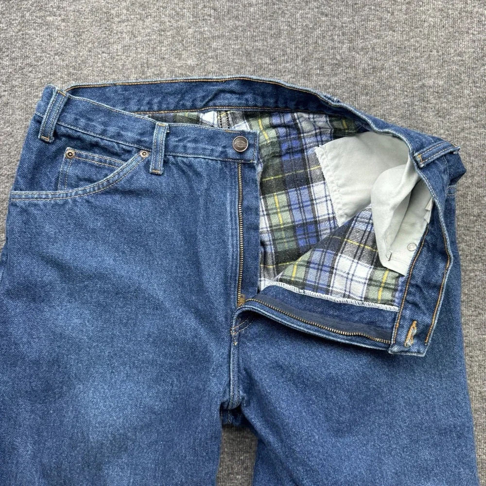 Dickies Jeans Flannel Lined‎ Relaxed Straight Jeans Mens Sz 34x30 Lumberjack